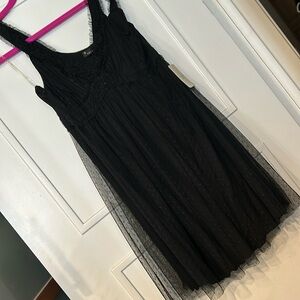 Black Tulle Overlay Longer length Top- L